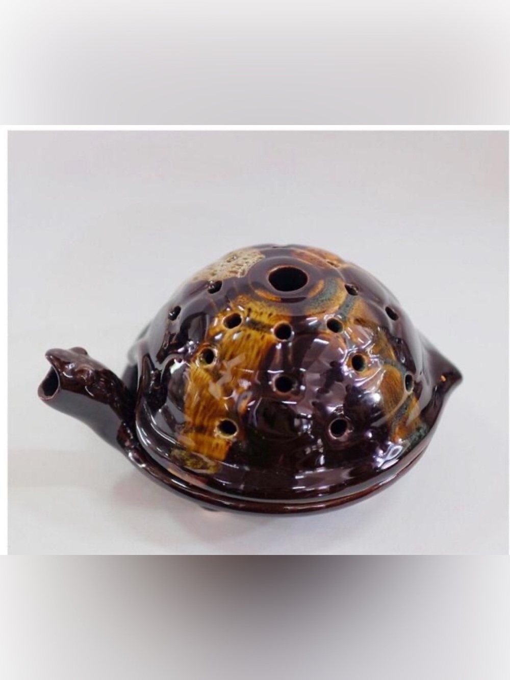 Vintage Handmade Ceramic Lidded Turtle Dish/Box